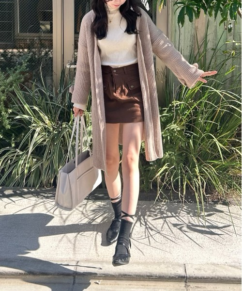 Silly（シリー）の「【大人コーデに◎】ノーカラーロングニットカーディガン（カーディガン/ボレロ・レディース・グレー/アイボリー・FREE）」の9枚目の写真