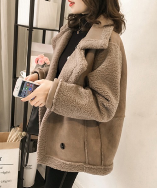 Ritzy(リッツィー)の「異素材切り替え ボアコート(その他アウター・レディース・アイボリー/キャメル/ブラウン・M/L)」の3枚目の写真