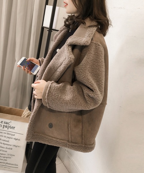 Ritzy(リッツィー)の「異素材切り替え ボアコート(その他アウター・レディース・アイボリー/キャメル/ブラウン・M/L)」の9枚目の写真
