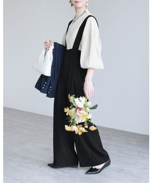 reca（レカ）の「ツイル風サロペット（サロペット/オーバーオール・レディース・ブラック/グレー・M）」の2枚目の写真