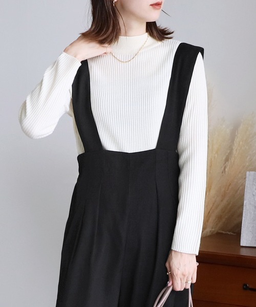 reca（レカ）の「ツイル風サロペット（サロペット/オーバーオール・レディース・ブラック/グレー・M）」の3枚目の写真