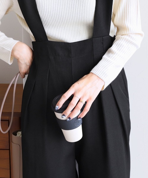 reca（レカ）の「ツイル風サロペット（サロペット/オーバーオール・レディース・ブラック/グレー・M）」の6枚目の写真