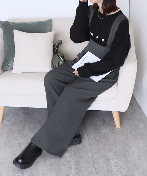 reca（レカ）の「ツイル風サロペット（サロペット/オーバーオール・レディース・ブラック/グレー・M）」の8枚目の写真