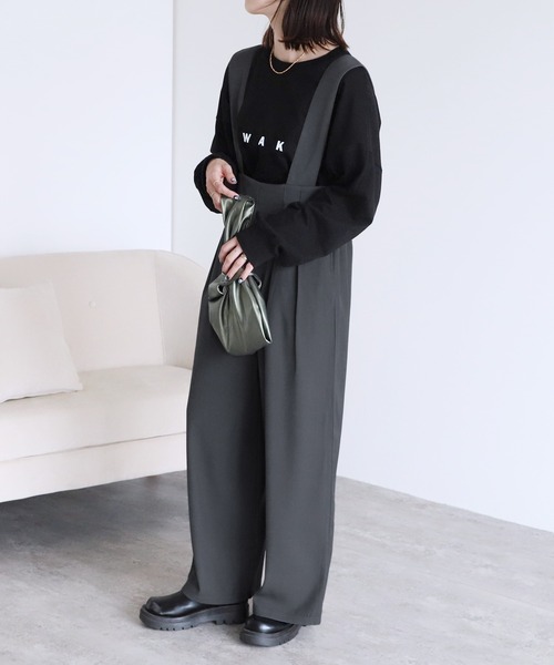 reca（レカ）の「ツイル風サロペット（サロペット/オーバーオール・レディース・ブラック/グレー・M）」の10枚目の写真