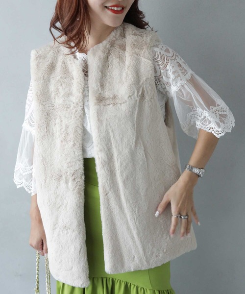 【出品9/10まで】希少CADUNE ふわふわベスト ベージュ 36 SHOO・LA・RUE｜ふわふわファーベスト | Rakuten Fashion(楽天