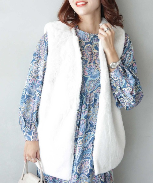 FILA♡【美品❣️】ふわふわフェイクファーのフーディベストＬ 楽天市場】ファー ベスト レディース フェイクファーベスト