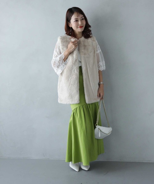 【出品9/10まで】希少CADUNE ふわふわベスト ベージュ 36 SHOO・LA・RUE｜ふわふわファーベスト | Rakuten Fashion(楽天