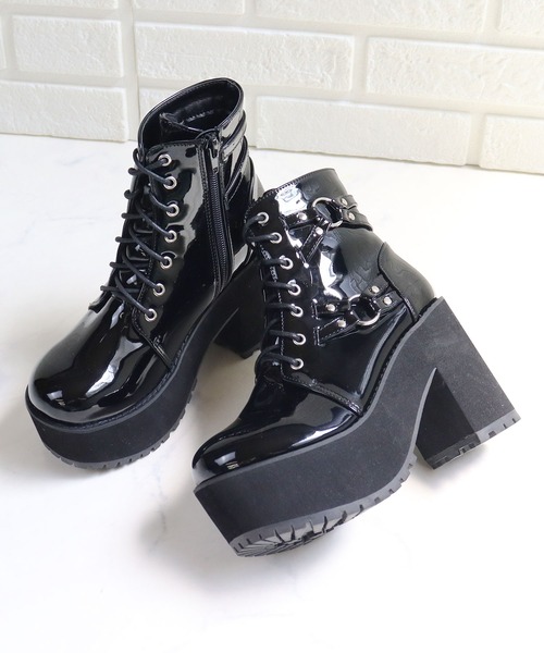 【セール】ダブルリング デザインベルト付き 厚底 ブーツ(1647)/Love Hunter(ブーツ)|LOVEHUNTER(ラブハンター) 【セール】ダブルリング デザインベルト付き 厚底 ブーツ(1647)/Love Hunter(ブーツ)|LOVEHUNTER(ラブハンター)