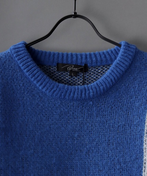 SITRY(シトリー)の「panel pattern jacquard knitting crew neck sweater/パネル柄 ジャガード ニット クルーネック セーター/ニット/総柄(ニット/セーター・メンズ・ブルー/チャコールグレー/カーキ・M/L)」の4枚目の写真
