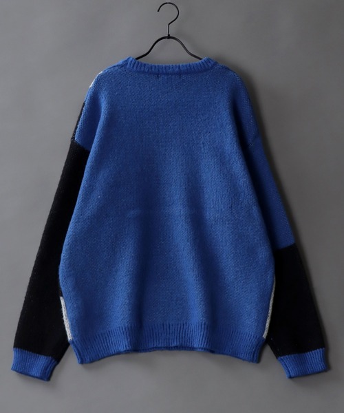 SITRY(シトリー)の「panel pattern jacquard knitting crew neck sweater/パネル柄 ジャガード ニット クルーネック セーター/ニット/総柄(ニット/セーター・メンズ・ブルー/チャコールグレー/カーキ・M/L)」の19枚目の写真