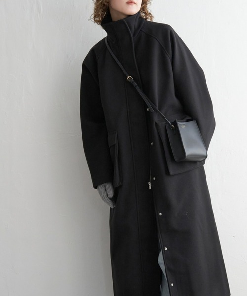 ☆notch.by yuiヘリンボーンPコート☆新品 ウールライクスタンドジップコート（その他アウター）｜notch