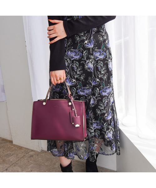 Jewelna Rose（ジュエルナローズ）の「ターミー ミドルサイズハンドバッグ 10757（トートバッグ・レディース・バーガンディー/ピンク/ライトホワイト/ライトイエロー・FREE）」の4枚目の写真