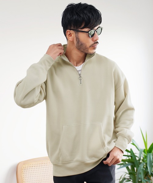 jiggys shop（ジギーズショップ）の「綿タッチ裏起毛ハーフZIPスウェットトレーナー（スウェット・メンズ・グレー系その他/杢グレー/グレー/パープル/ブラック・MEDIUM/LARGE/X-LARGE）」の3枚目の写真