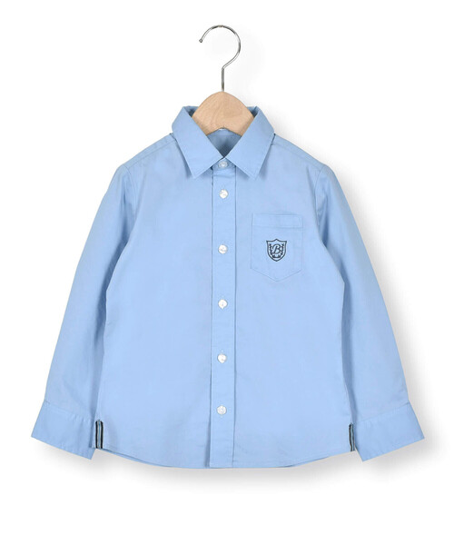 BeBe（ベベ）の「ストレッチウェザーレギュラーシャツ(110~130cm)（シャツ/ブラウス・キッズ・ブルー/ホワイト・120cm/130cm/110cm）」の2枚目の写真