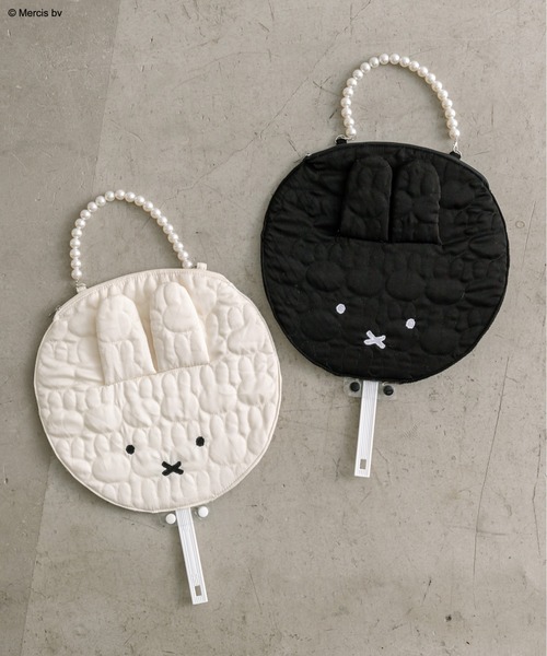 Miffy（ ミッフィー）の「ミッフィー2wayうちわバッグ　1041180010（ハンドバッグ・レディース・オフホワイト/ブラック・FREE）」の5枚目の写真