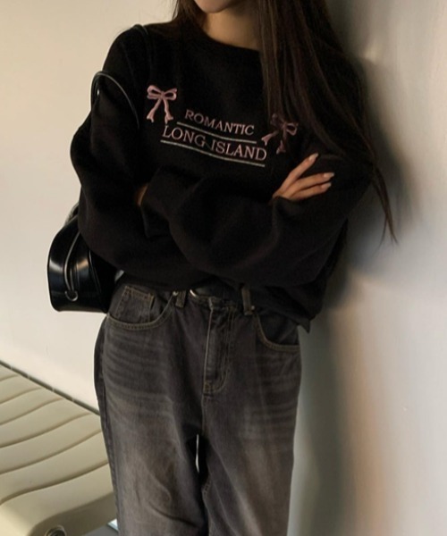 Vipoa（ヴィポア）の「リボンロゴ刺繍スウェット（スウェット・レディース・グレー/ブラック/アイボリー・FREE）」の7枚目の写真