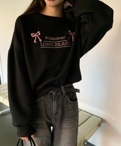 Vipoa（ヴィポア）の「リボンロゴ刺繍スウェット（スウェット・レディース・グレー/ブラック/アイボリー・FREE）」の8枚目の写真