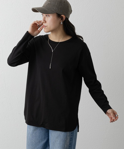 COLONY 2139（コロニートゥーワンスリーナイン）の「スマート裾ラウンド長袖Tシャツ（Tシャツ/カットソー・レディース・オフホワイト/ブラック・FREE）」の7枚目の写真