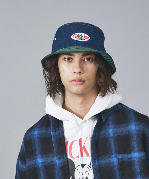 Dickies(ディッキーズ)の「【DICKIES/ディッキーズ】WAPPEN BUCKET HAT / ワッペンロゴバケットハット(ハット・メンズ・ブラック/サックスブルー/インディゴブルー/ホワイト・フリー)」の5枚目の写真