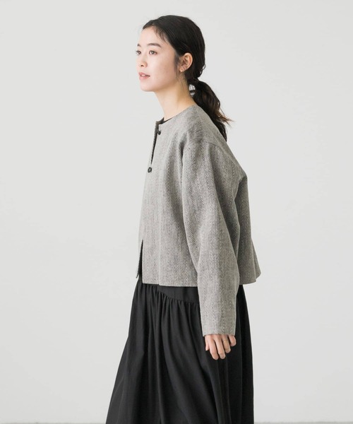 かぐれ（カグレ）の「リネンヘリンボンノーカラージャケット（ノー  