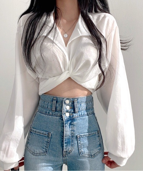 SHEENA(シーナ)の「カシュクールバックリボンブラウス(シャツ/ブラウス・レディース・ブラック/グレー/ホワイト・M)」の6枚目の写真