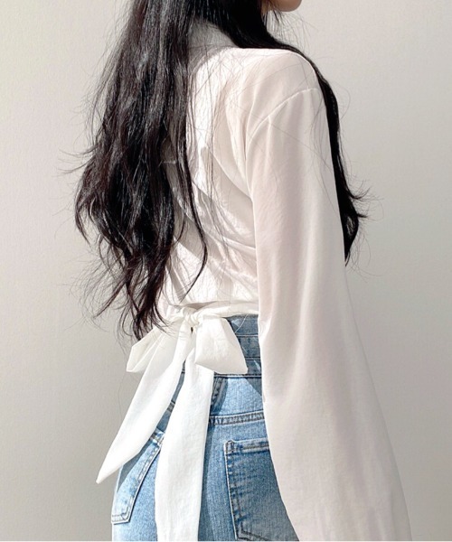 SHEENA(シーナ)の「カシュクールバックリボンブラウス(シャツ/ブラウス・レディース・ブラック/グレー/ホワイト・M)」の8枚目の写真