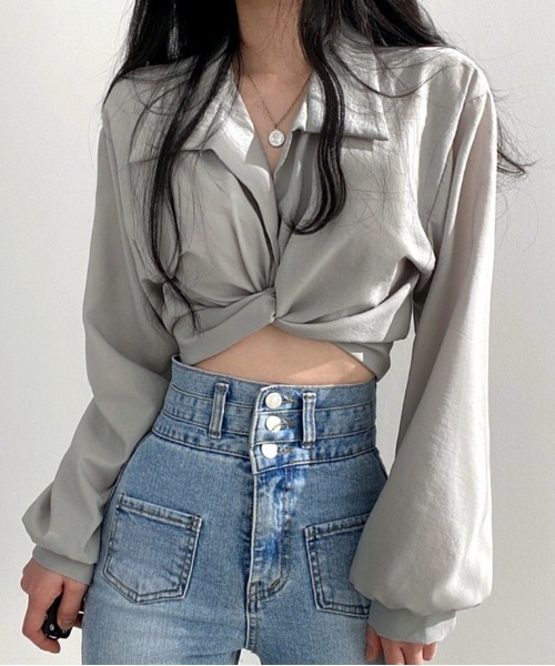 SHEENA(シーナ)の「カシュクールバックリボンブラウス(シャツ/ブラウス・レディース・ブラック/グレー/ホワイト・M)」の10枚目の写真