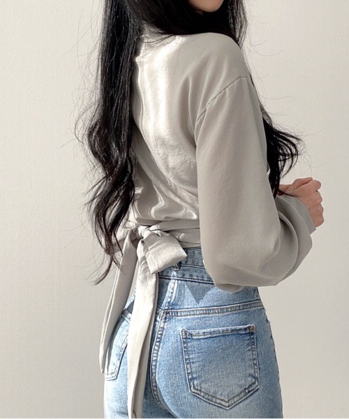 SHEENA(シーナ)の「カシュクールバックリボンブラウス(シャツ/ブラウス・レディース・ブラック/グレー/ホワイト・M)」の14枚目の写真