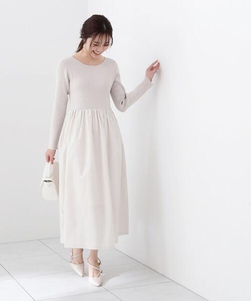 PROPORTION BODY DRESSING（プロポーションボディドレッシング）の「コクーンニットドッキングワンピース / 1214140208（ワンピース・レディース・オフホワイト/ブラック・SMALL/MEDIUM）」の3枚目の写真