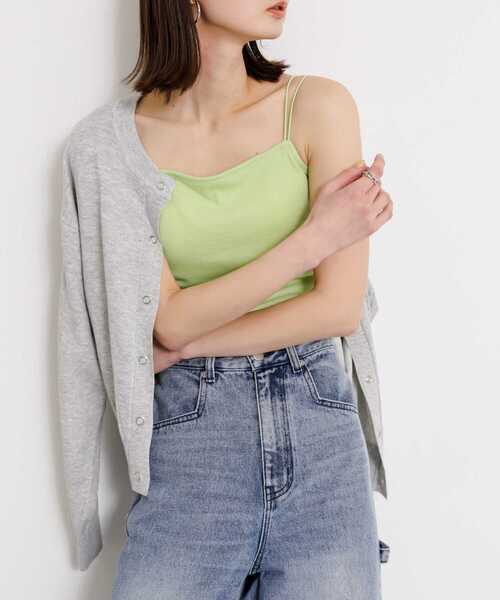 SENSE OF PLACE by URBAN RESEARCH（センスオブプレイスバイアーバンリサーチ）の「『一部WEB限定カラー』『サイズ展開あり』ダブルストラップカップツキキャミソール（キャミソール・レディース・チャコールグレー/ブラック/ホワイト/ライトベージュ/グリーン/オレンジ/ブラウン・ONE/S）」の13枚目の写真