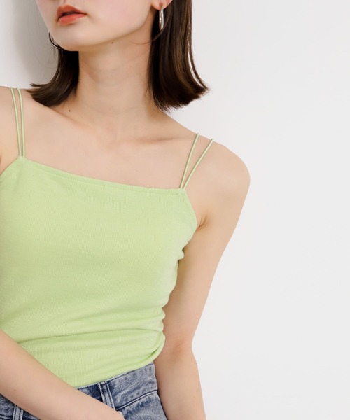 SENSE OF PLACE by URBAN RESEARCH（センスオブプレイスバイアーバンリサーチ）の「『一部WEB限定カラー』『サイズ展開あり』ダブルストラップカップツキキャミソール（キャミソール・レディース・チャコールグレー/ブラック/ホワイト/ライトベージュ/グリーン/オレンジ/ブラウン・ONE/S）」の15枚目の写真