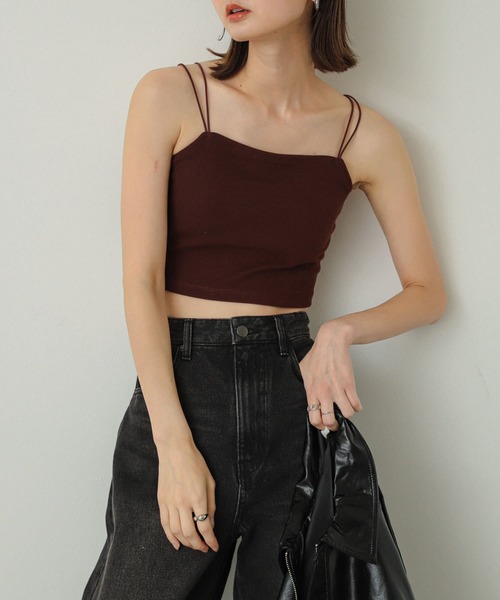 SENSE OF PLACE by URBAN RESEARCH（センスオブプレイスバイアーバンリサーチ）の「『一部WEB限定カラー』『サイズ展開あり』ダブルストラップカップツキキャミソール（キャミソール・レディース・チャコールグレー/ブラック/ホワイト/ライトベージュ/グリーン/オレンジ/ブラウン・ONE/S）」の22枚目の写真