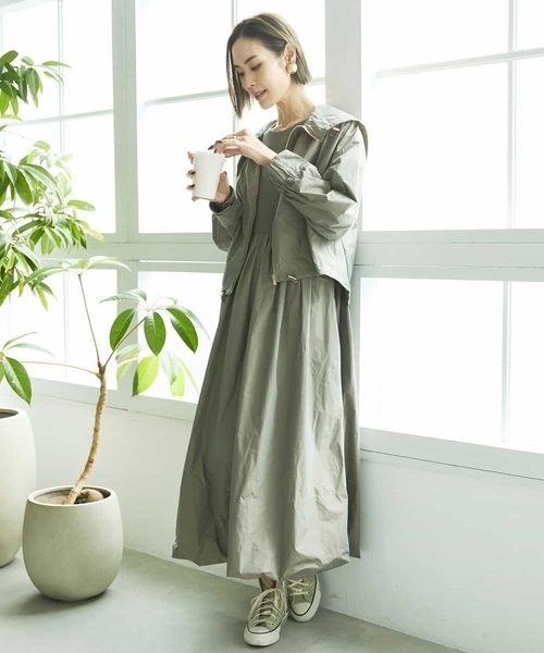 MICHEL KLEIN（ミッシェル・クラン）の「ドッキングバルーンワンピース（ワンピース・レディース・ブラック/カーキ・38/40）」の10枚目の写真