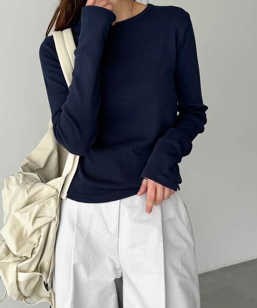 CANAL JEAN（キャナルジーン）の「El mar　クルーネックリブロンT（Tシャツ/カットソー・レディース・ヘザーグレー/イエロー/ネイビー/ホワイト/ブラック・ONE SIZE）」の13枚目の写真