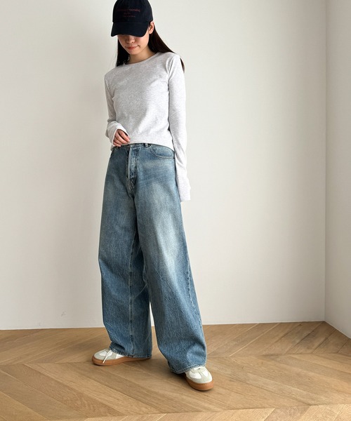 CANAL JEAN（キャナルジーン）の「El mar　クルーネックリブロンT（Tシャツ/カットソー・レディース・ヘザーグレー/イエロー/ネイビー/ホワイト/ブラック・ONE SIZE）」の12枚目の写真