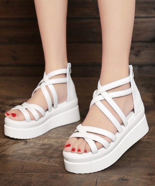 Miniministore(ミニミニストア)の「厚底サンダル クロスストラップサンダル夏(サンダル・レディース・ブラック/ホワイト・22.5cm/23.0cm/23.5cm/24.0cm/24.5cm)」の2枚目の写真
