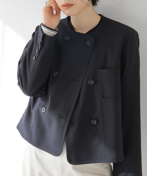 JOURNAL STANDARD チェック柄 ダブルブレストジャケット　ブラック JOURNAL STANDARD relume - 【2023AW】relume ダブルブレスト