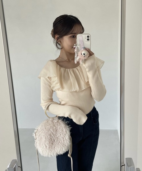 muguet(ミュゲ)の「ファーショルダーバッグ(ショルダーバッグ・レディース・アイボリー/ピンク・FREE)」の14枚目の写真