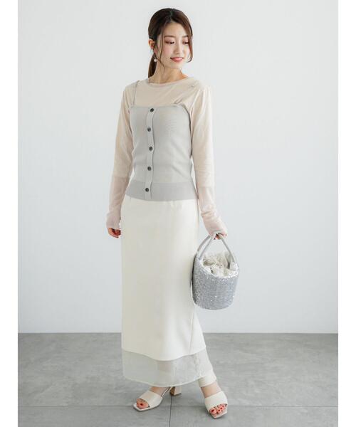 Te chichi（テチチ）の「シアーカット切替ロンT（Tシャツ/カットソー・レディース・ミント/グレー/ベージュ・F）」の7枚目の写真