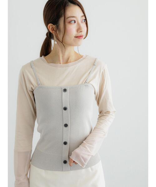 Te chichi（テチチ）の「シアーカット切替ロンT（Tシャツ/カットソー・レディース・ミント/グレー/ベージュ・F）」の9枚目の写真