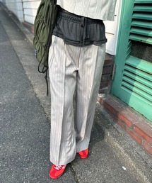ストライプ ウエストレイヤード ラウンジパンツ