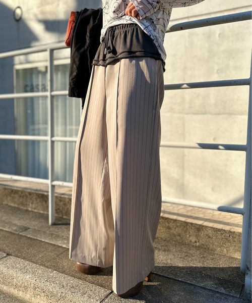 ラウンジリザード　ストライプパンツ LOUNGE LIZARD】キレイめスタイルにはストライプパンツを