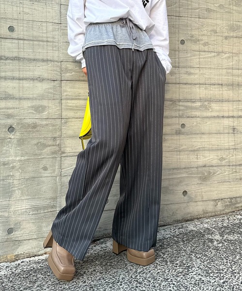 セール】ストライプ ウエストレイヤード ラウンジパンツ（その他
