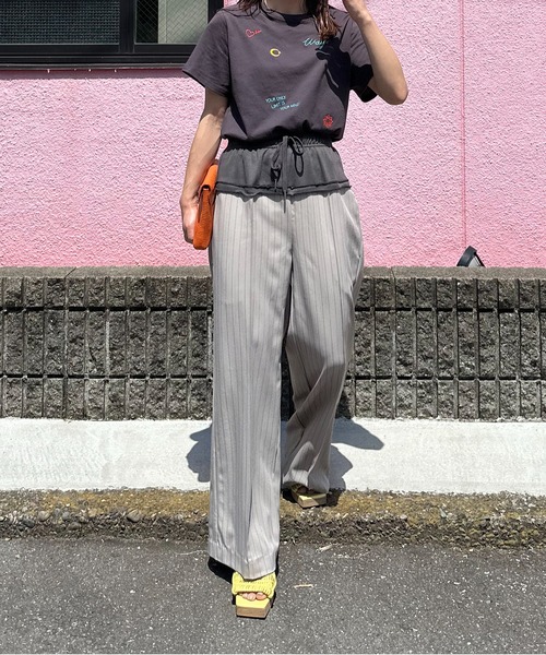 mi via loca(ミヴィアロカ)の「ストライプ ウエストレイヤード ラウンジパンツ(その他パンツ・レディース・グレイッシュベージュ/スミクロ・FREE)」の22枚目の写真