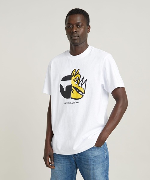 G-STAR(ジースター)の「RHINO CARTOON LOOSE T-SHIRT/アートグラフィックプリントルーズTシャツ(Tシャツ/カットソー・メンズ・ホワイト・LARGE/MEDIUM/SMALL/X-LARGE/X-SMALL)」の3枚目の写真