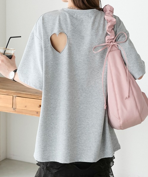 BONLECILL(ボンルシール)の「バックオープンハート半袖Tシャツ(Tシャツ/カットソー・レディース・レッド/ブラック/杢グレー/オフホワイト・FREE)」の17枚目の写真