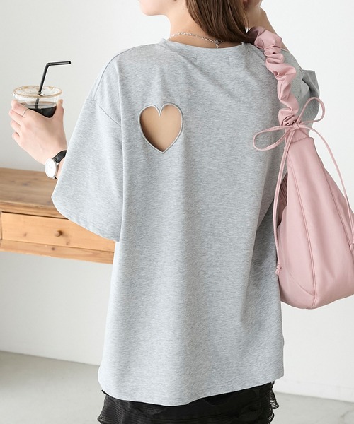 BONLECILL(ボンルシール)の「バックオープンハート半袖Tシャツ(Tシャツ/カットソー・レディース・レッド/ブラック/杢グレー/オフホワイト・FREE)」の18枚目の写真