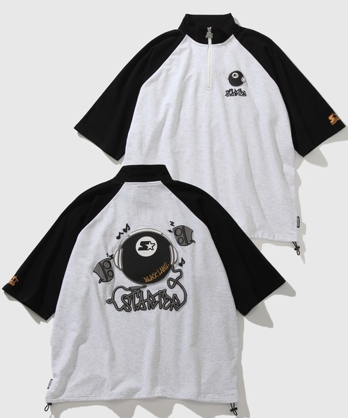 STARTER(スターター)の「【STARTER /スターター】ミニ裏毛ハーフジップ ラグランショートスリーブ ハーフジッププルオーバー(スウェット・メンズ・ブラック/ライトグレー系/ライトグレー系1・XL/L/M)」の1枚目の写真