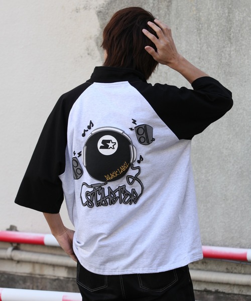 STARTER(スターター)の「【STARTER /スターター】ミニ裏毛ハーフジップ ラグランショートスリーブ ハーフジッププルオーバー(スウェット・メンズ・ブラック/ライトグレー系/ライトグレー系1・XL/L/M)」の8枚目の写真