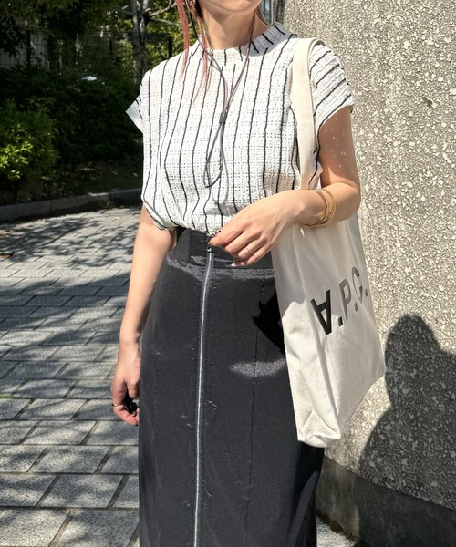 y/m by misato（イムバイミサト）の「ストライプジャガードトップス（ニット/セーター・レディース・ベージュ/アイボリー・FREE）」の9枚目の写真